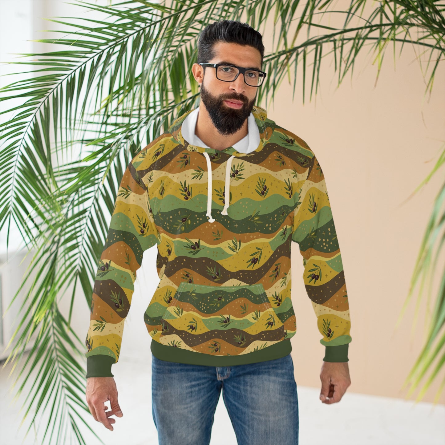Olive and Mustard Pullover Hoodie