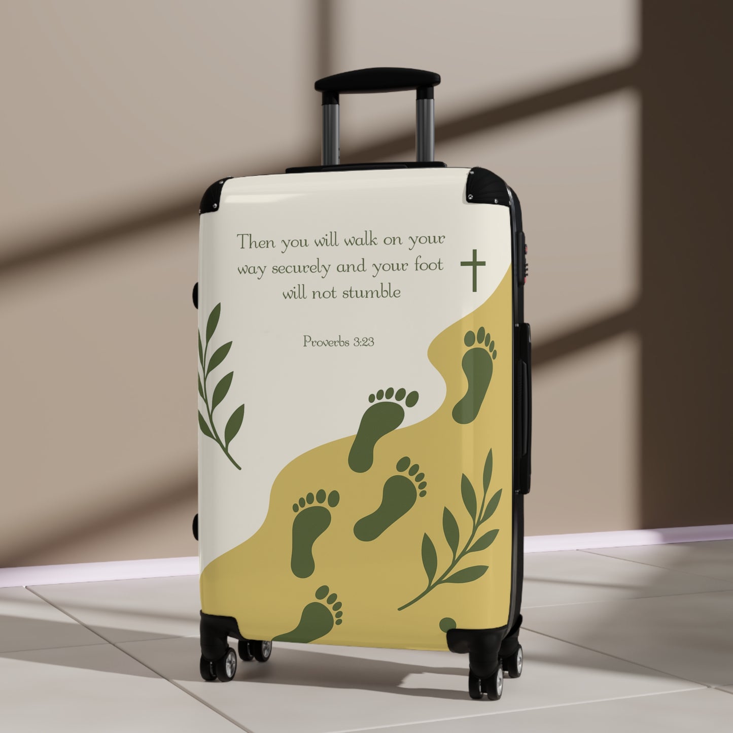 Faithful Steps Medium Suitcase - Proverbs 3:23 Edition