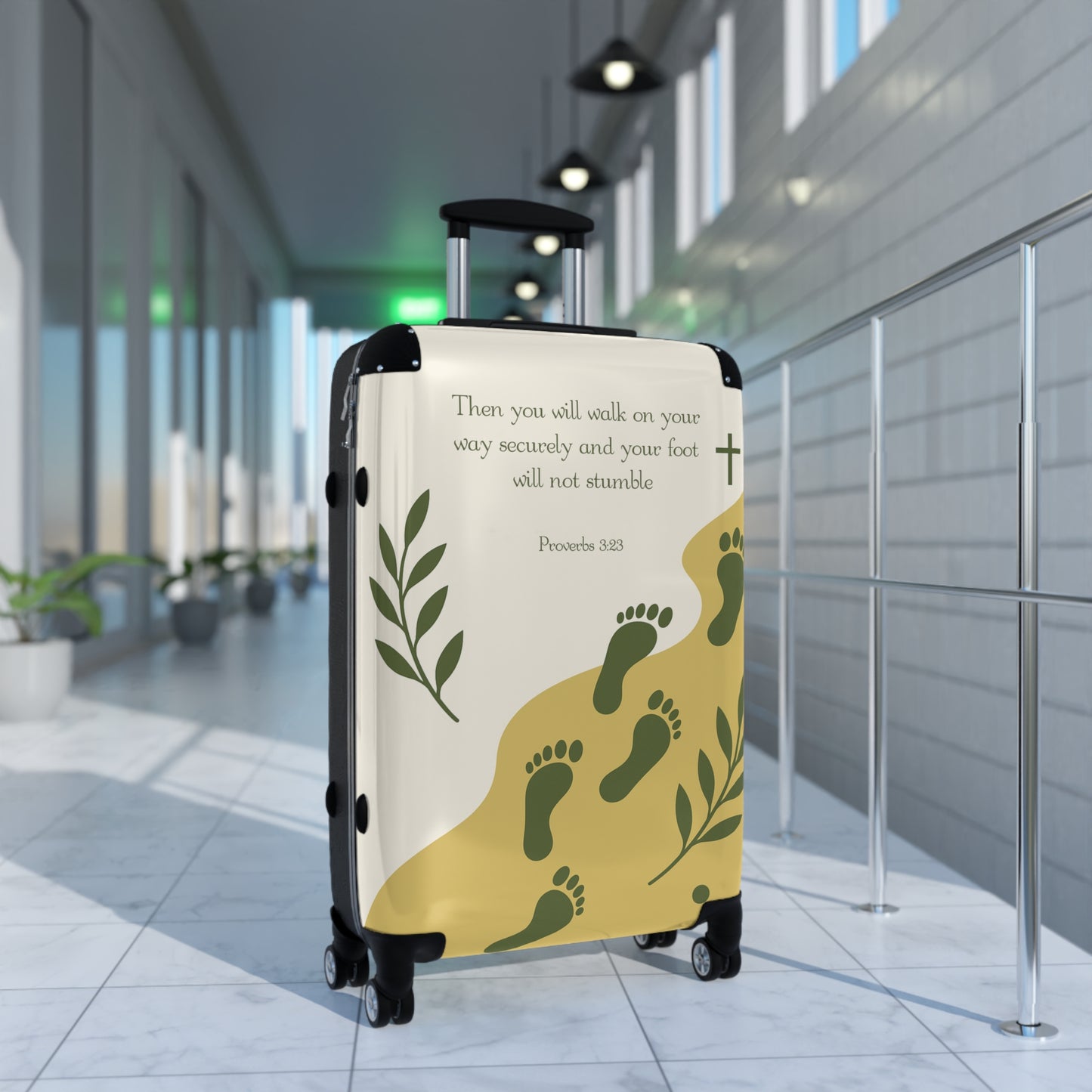 Faithful Steps Large Suitcase - Proverbs 3:23 Edition